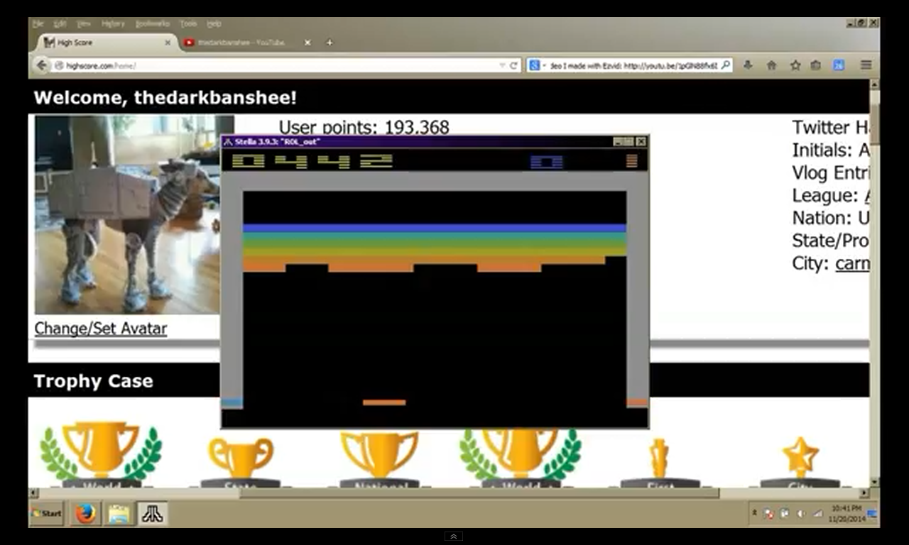 thedarkbanshee: ROL Out: Game 3 (Atari 2600 Emulated Novice/B Mode) 442 points on 2014-11-21 01:03:51