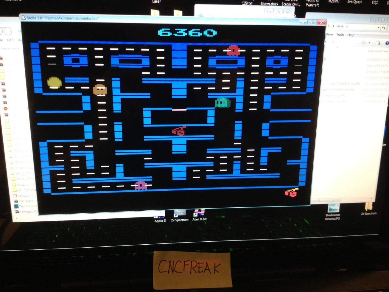 cncfreak: Pac-Man 4K (Atari 2600 Emulated Novice/B Mode) 6,360 points on 2013-10-15 21:49:31