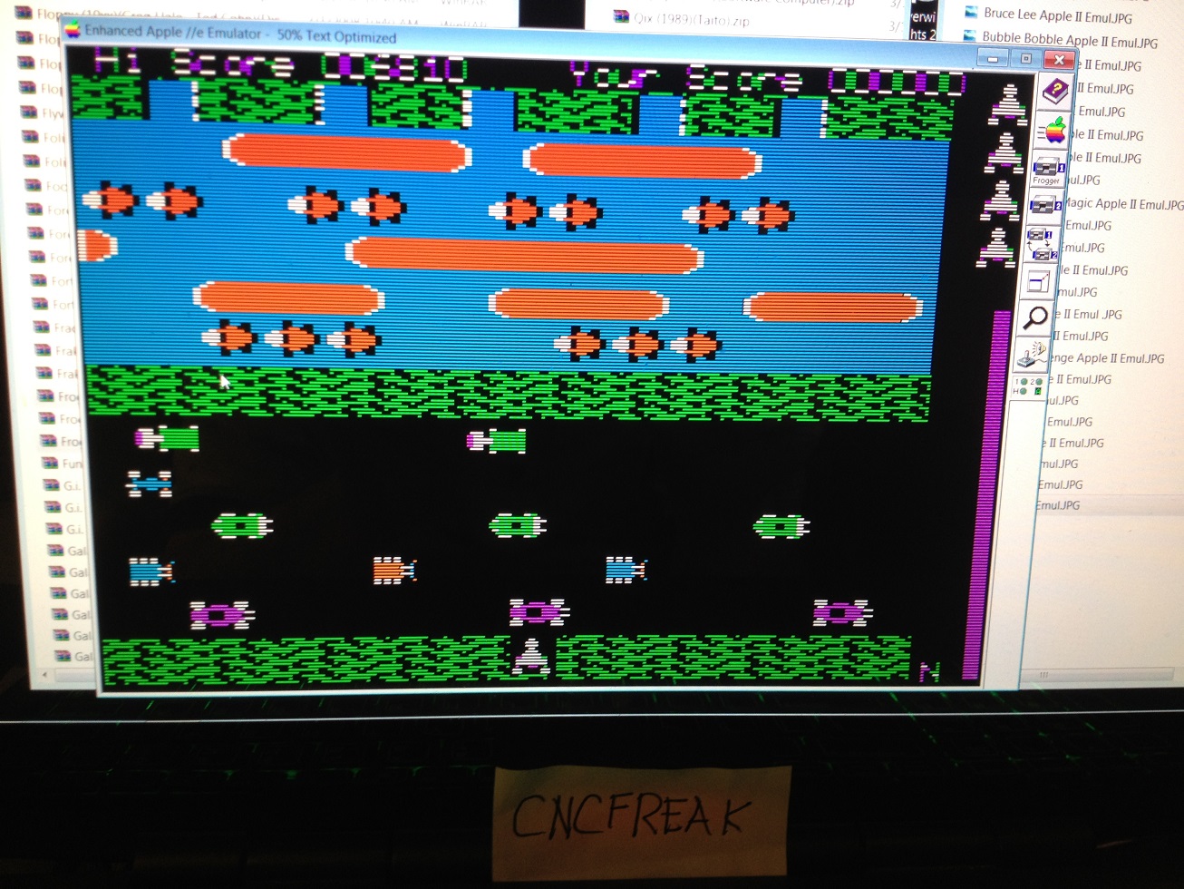 cncfreak: Frogger (Apple II Emulated) 6,810 points on 2013-10-16 22:59:36