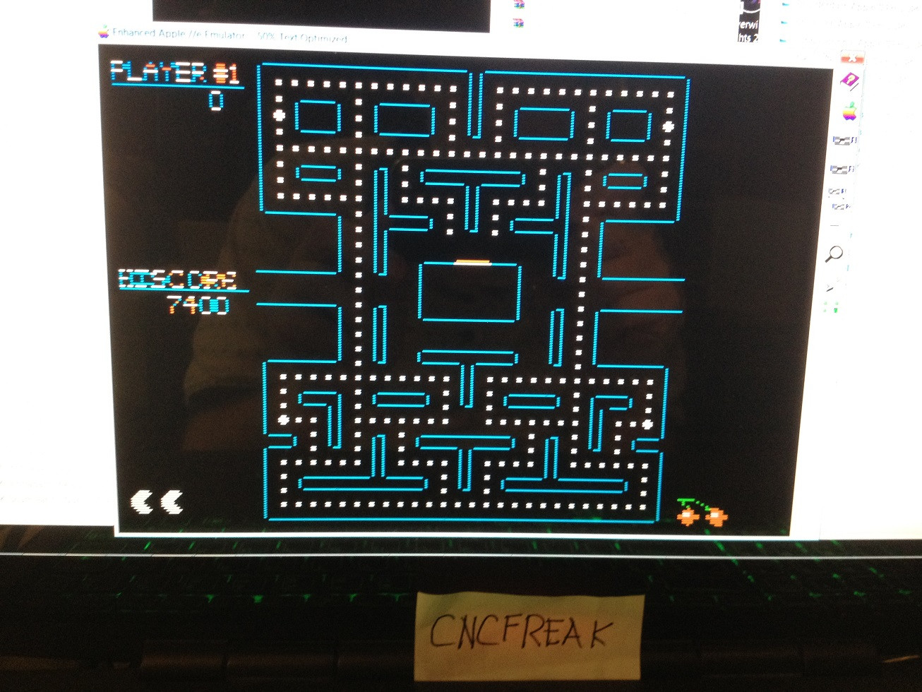cncfreak: Pac-Man (Apple II Emulated) 7,400 points on 2013-10-16 23:07:02