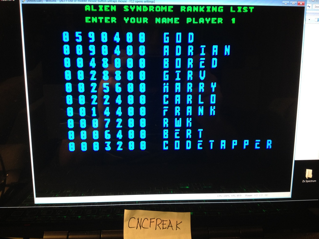 cncfreak: Alien Syndrome (Amiga Emulated) 7,200 points on 2013-10-16 23:17:04