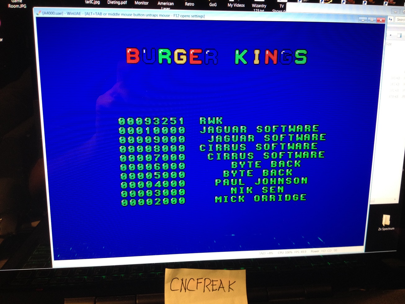 cncfreak: Burger Man (Amiga Emulated) 93,251 points on 2013-10-16 23:22:20