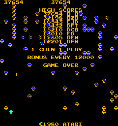 BarryBloso: Centipede (Arcade Emulated / M.A.M.E.) 37,654 points on 2015-01-19 04:25:18