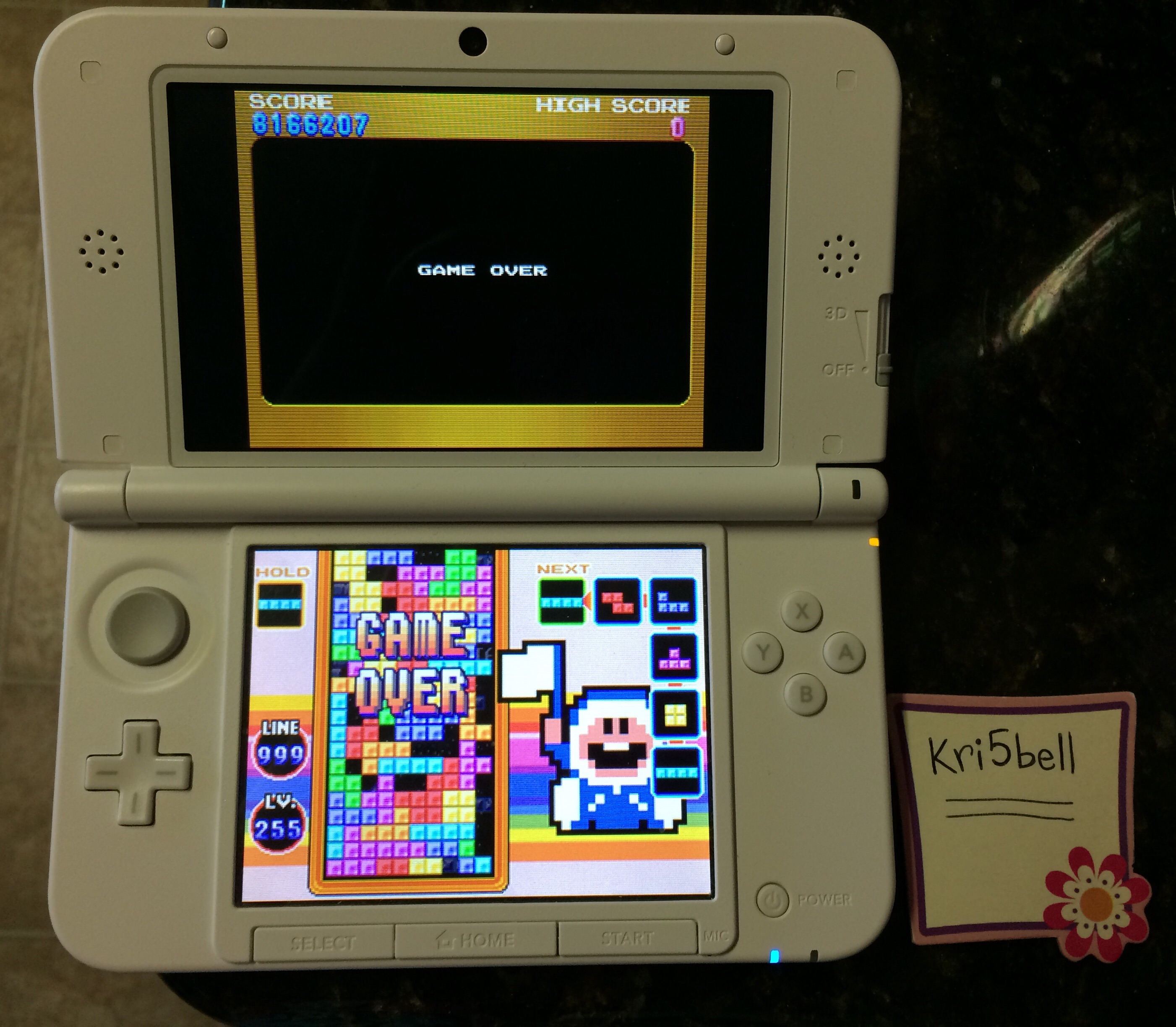 kri5bell: Tetris DS Standard/Marathon [Endless On] (Nintendo DS) 8,166,207 points on 2015-01-19 08:06:06