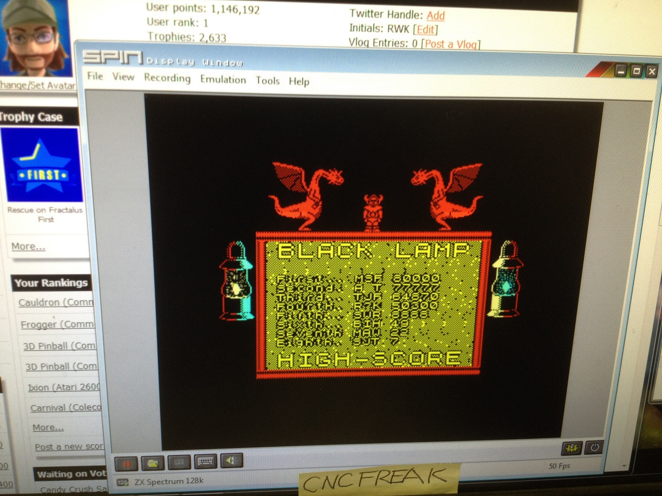 cncfreak: Black Lamp (ZX Spectrum Emulated) 50,300 points on 2013-10-19 04:08:32