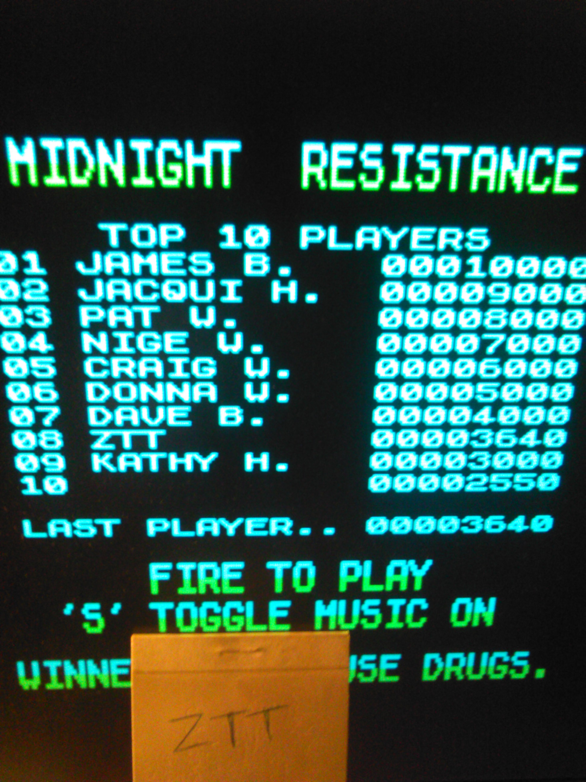 Midnight Resistance 3,640 points