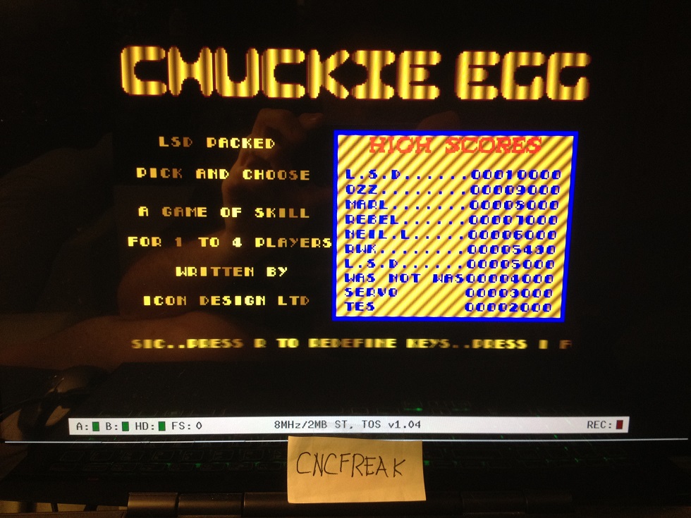 cncfreak: Chuckie Egg (Atari ST Emulated) 5,430 points on 2013-10-20 13:15:10