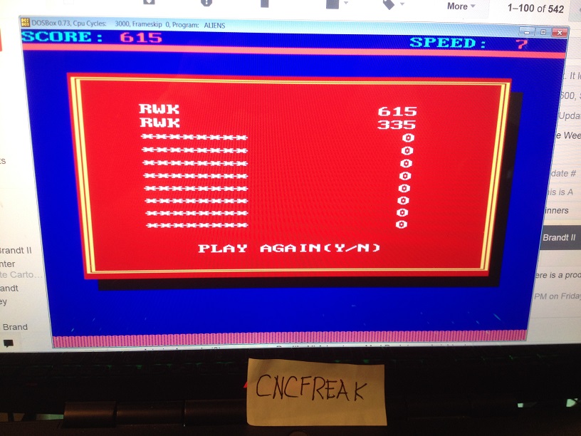 cncfreak: Alien Attack (PC Emulated / DOSBox) 615 points on 2013-10-22 18:13:09