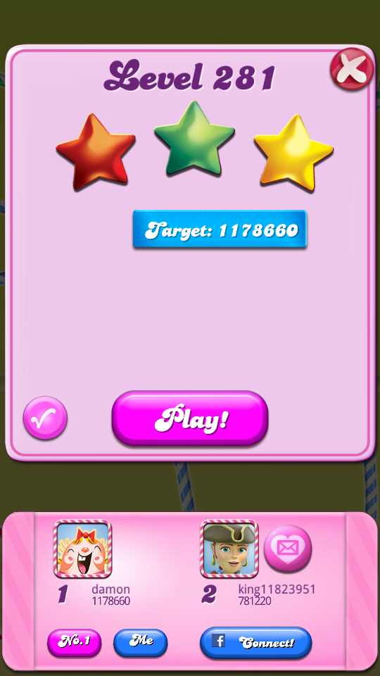 Candy Crush Saga: Level 281 1,178,660 points