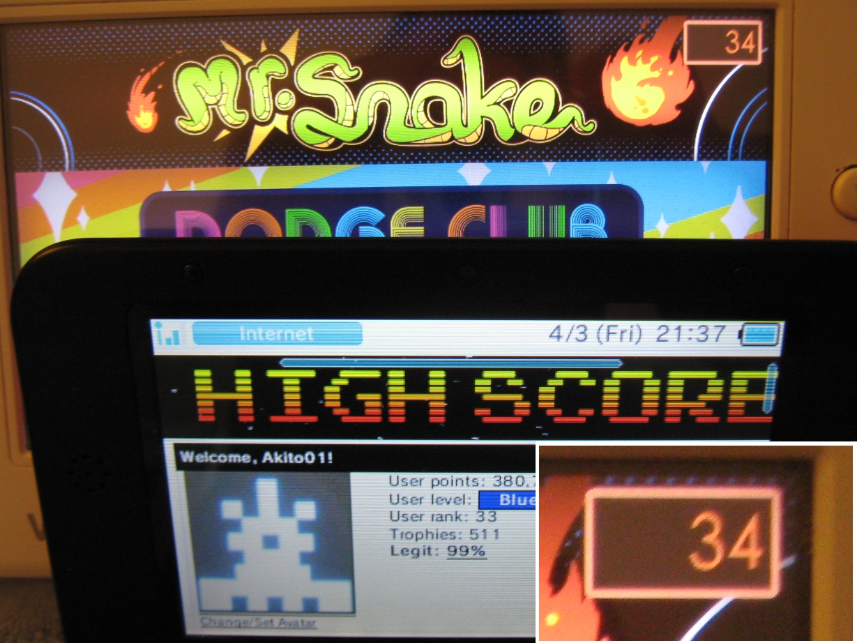 Akito01: Dot Arcade: Mr. Snake (Wii U) 34 points on 2015-04-04 10:05:54