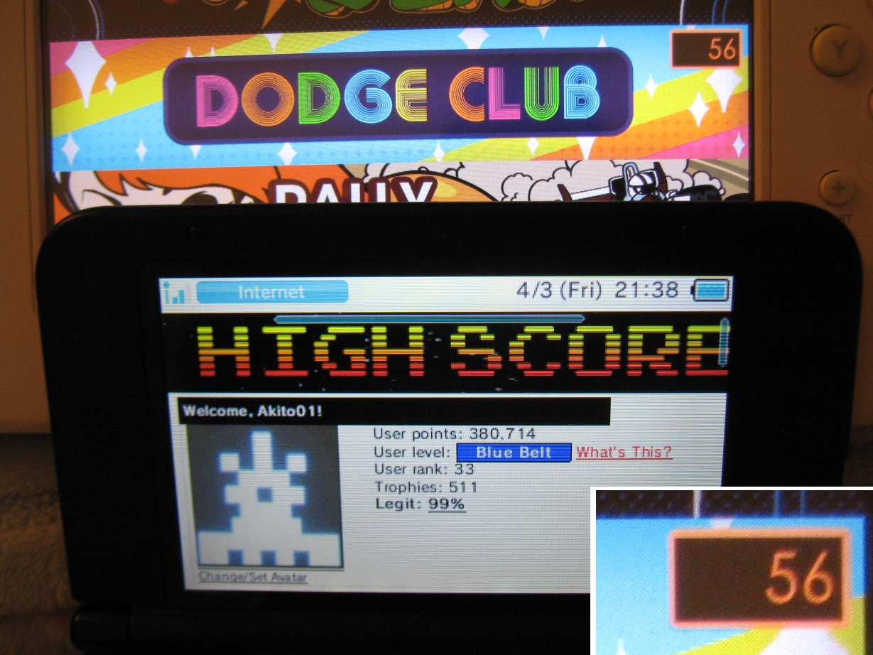 Akito01: Dot Arcade: Dodge Club (Wii U) 56 points on 2015-04-04 10:06:47