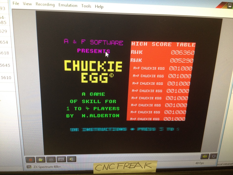 cncfreak: Chuckie Egg (ZX Spectrum Emulated) 6,360 points on 2013-10-23 12:08:01
