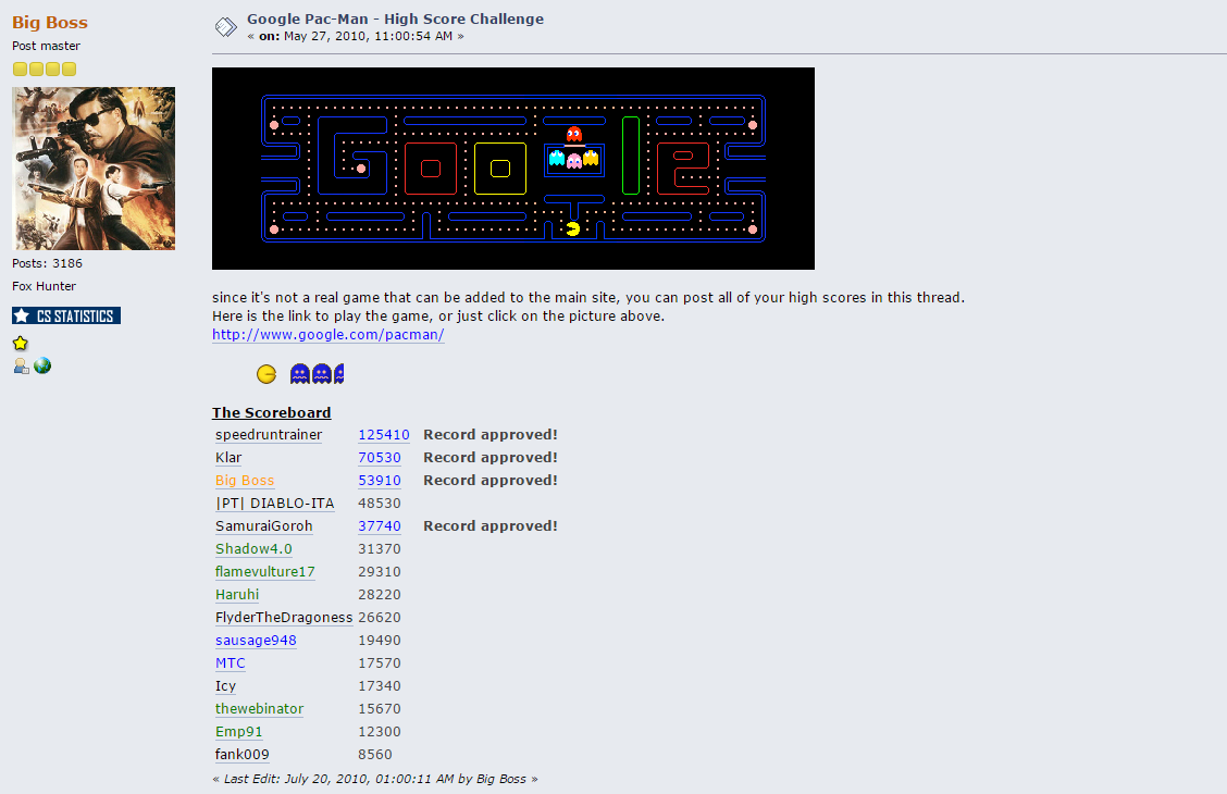 Google Pac-Man 125,410 points
