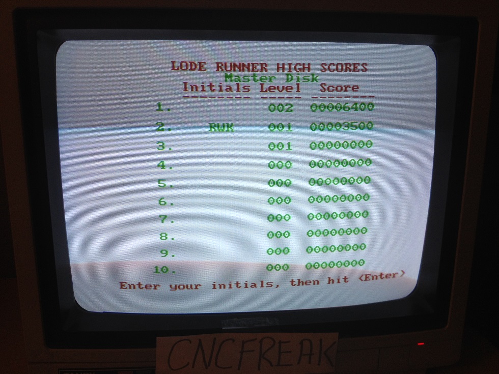 cncfreak: Lode Runner (PC) 3,500 points on 2013-10-25 16:00:34
