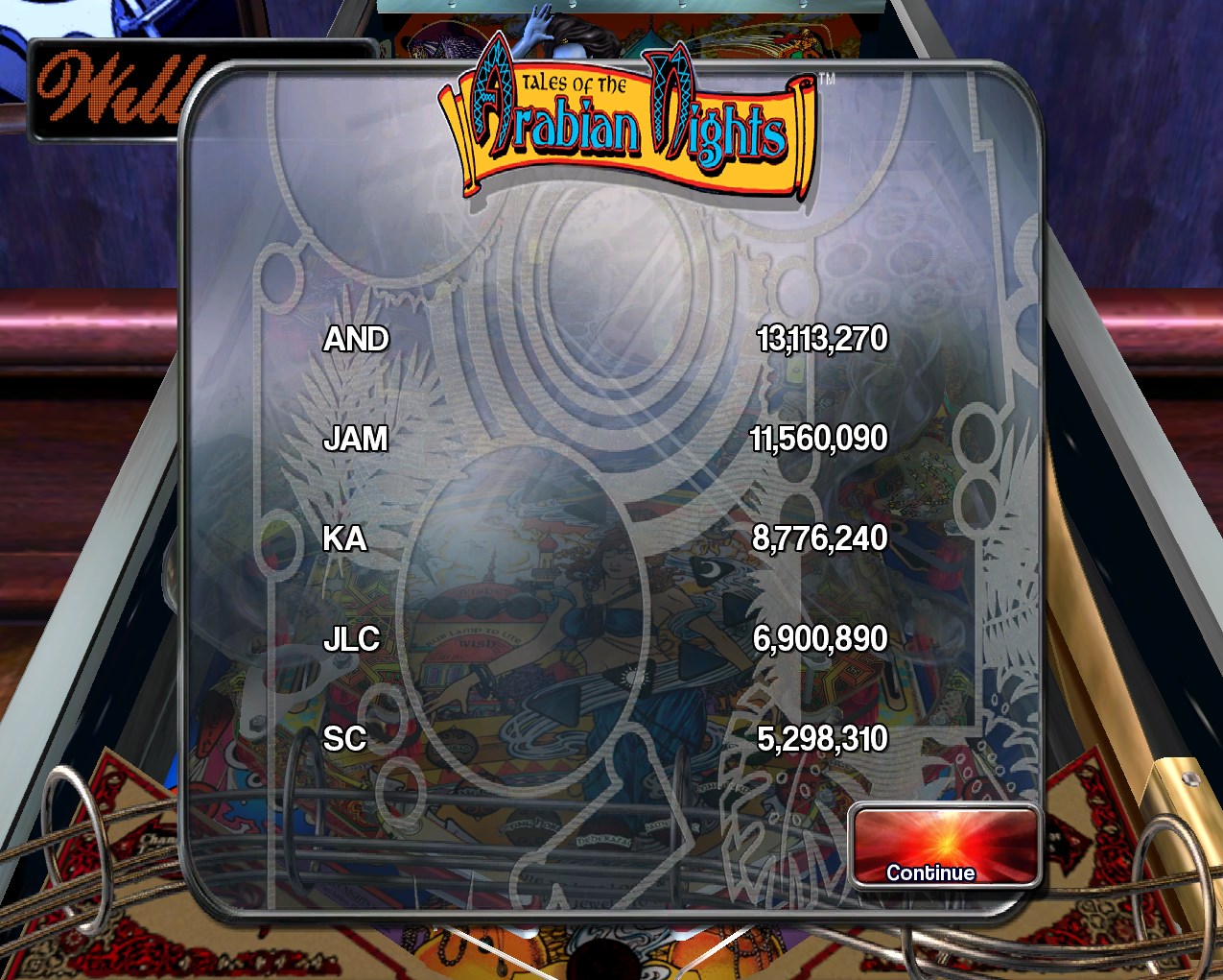 Pinball Arcade: Tales of the Arabian Nights [3 balls] 13,113,270 points