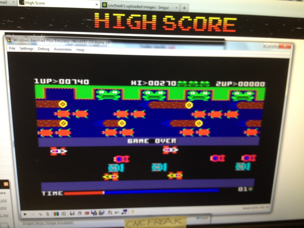 cncfreak: Froggy (Amstrad CPC Emulated) 740 points on 2013-10-26 07:19:23