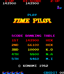 HexNash: Time Pilot (Arcade Emulated / M.A.M.E.) 143,900 points on 2013-10-27 11:53:31