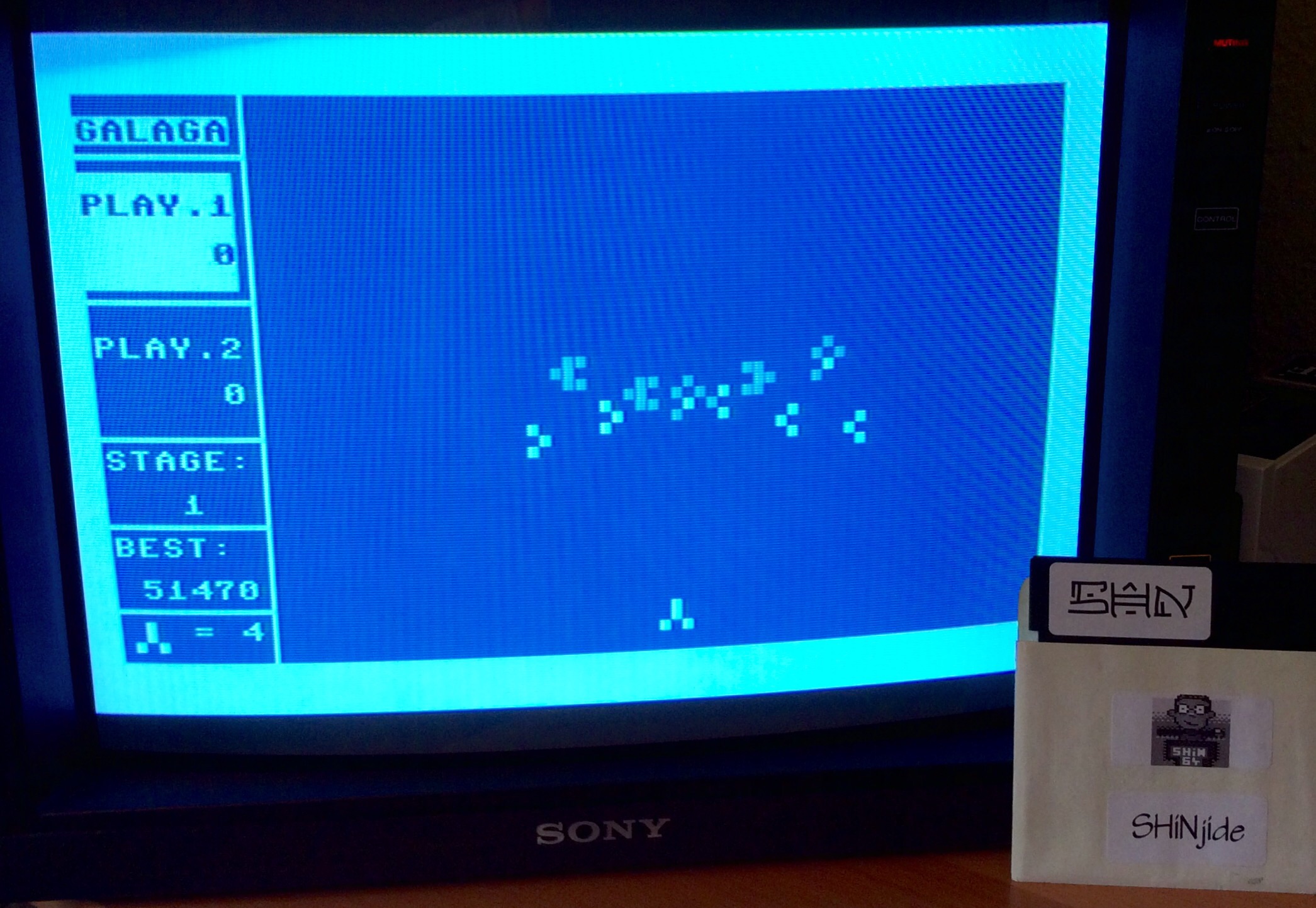 SHiNjide: PET Galaga (Atari 400/800/XL/XE) 51,470 points on 2015-05-29 08:43:27