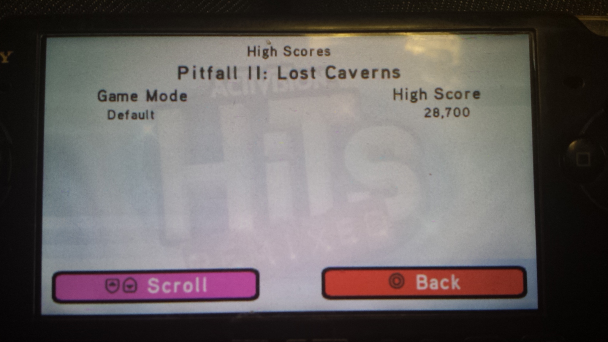 LeeJ07: Activision Hits Remixed: Pitfall II: Lost Caverns (PSP) 28,700 points on 2015-06-05 10:06:27