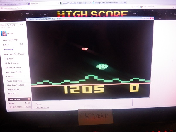 cncfreak: Astroblast (Atari 2600 Emulated Expert/A Mode) 1,205 points on 2013-11-23 22:19:25