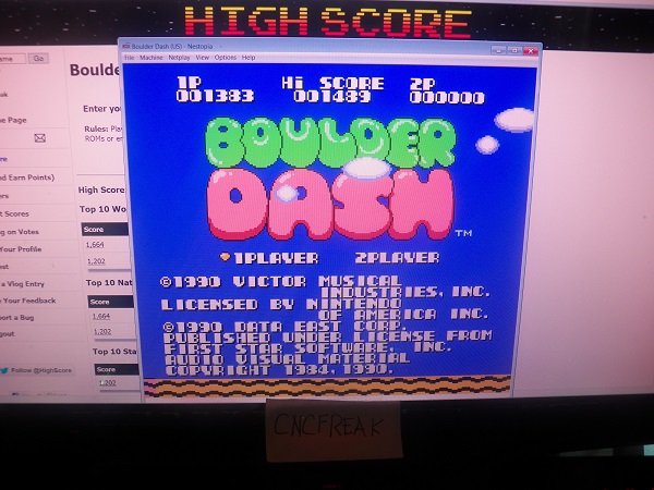 cncfreak: Boulder Dash (NES/Famicom Emulated) 1,489 points on 2013-11-28 08:51:35