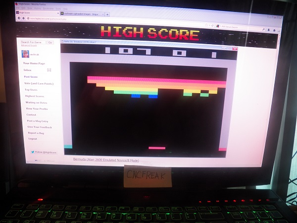 cncfreak: Breakout: Game 1 (Atari 2600 Emulated Novice/B Mode) 107 points on 2013-11-28 08:56:13