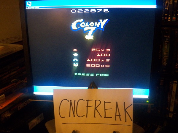 cncfreak: Colony 7 (Atari 2600 Emulated Novice/B Mode) 22,975 points on 2013-12-08 16:29:57