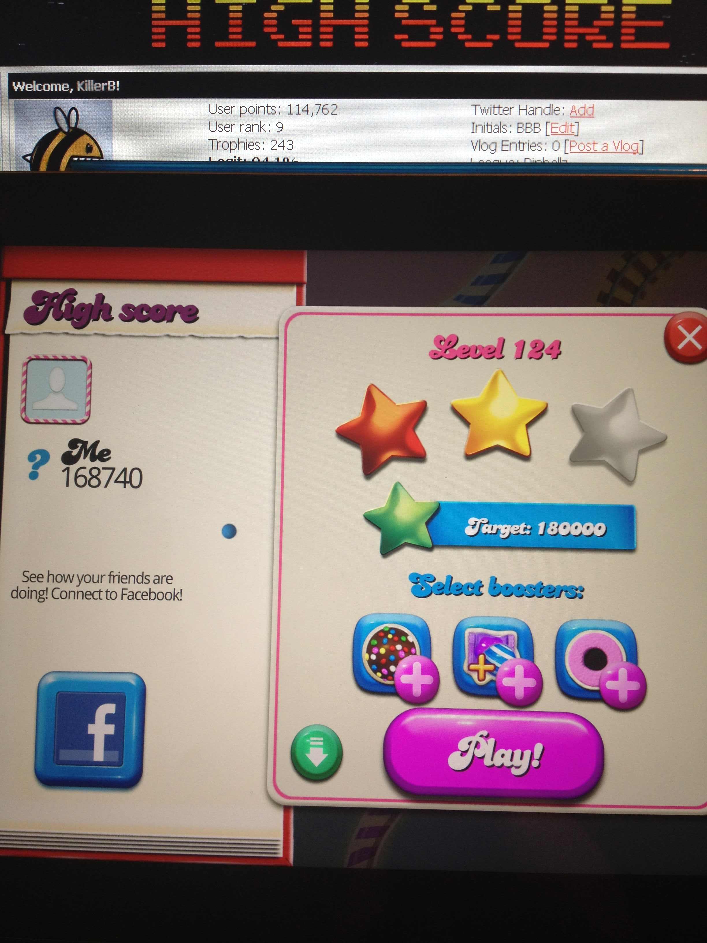 KillerB: Candy Crush Saga: Level 124 (iOS) 168,740 points on 2013-12-17 21:17:35