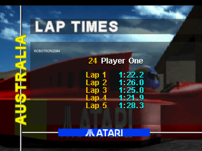 World Tour Racing: Australia [Free Practice] Skill: Not Too Fast time of 0:01:21.9