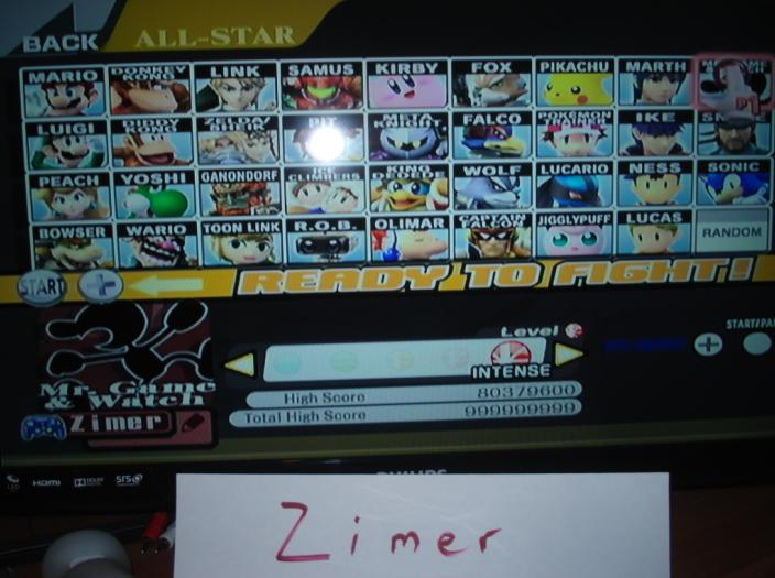 Super Smash Bros. Brawl: All-Star Mode: Mr. Game and Watch 80,379,600 points