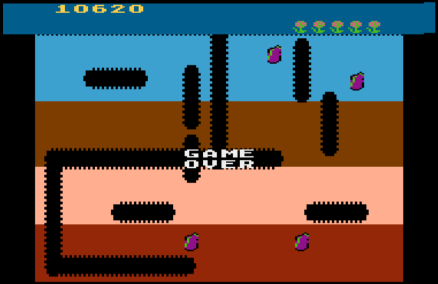 cncfreak: Dig Dug (Atari 400/800/XL/XE Emulated) 10,620 points on 2013-09-21 18:27:58