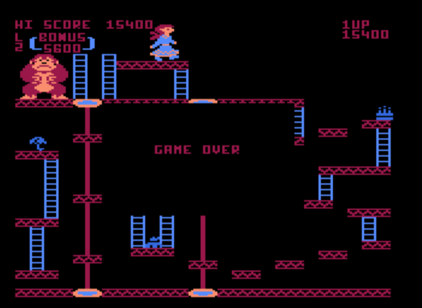 cncfreak: Donkey Kong (Atari 400/800/XL/XE Emulated) 15,400 points on 2013-09-21 18:41:55