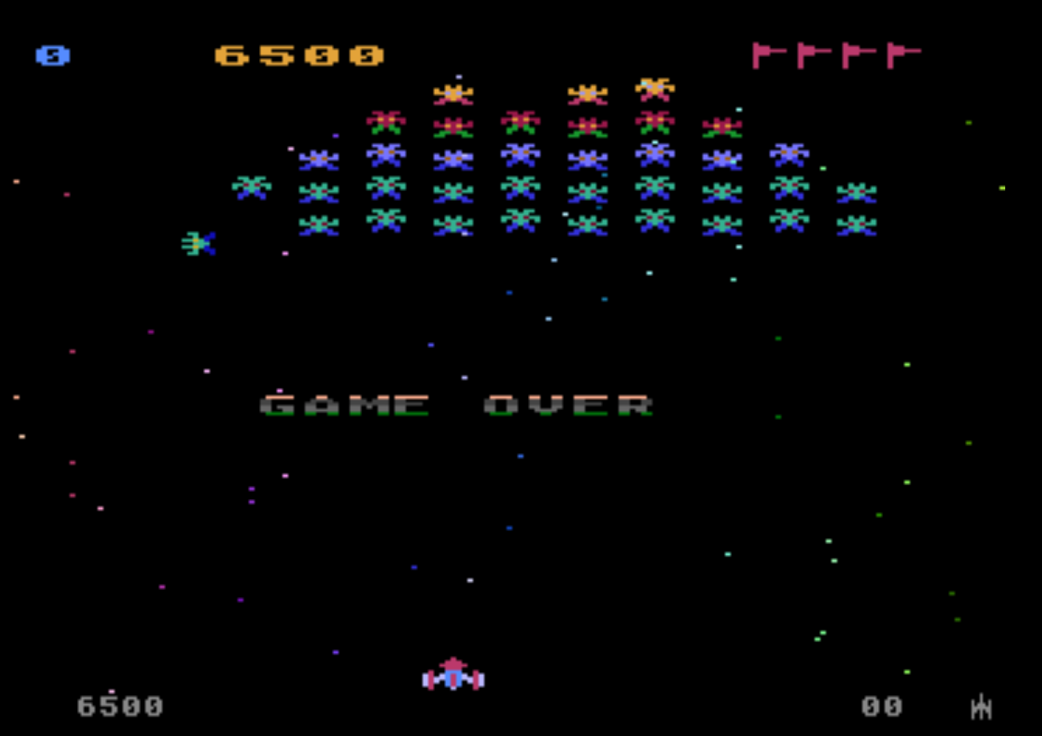 cncfreak: Galaxian (Atari 400/800/XL/XE Emulated) 6,500 points on 2013-09-21 18:59:53