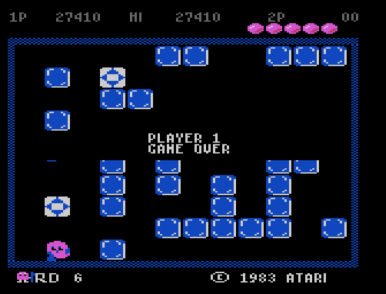 cncfreak: Pengo (Atari 400/800/XL/XE Emulated) 27,410 points on 2013-09-21 19:18:38