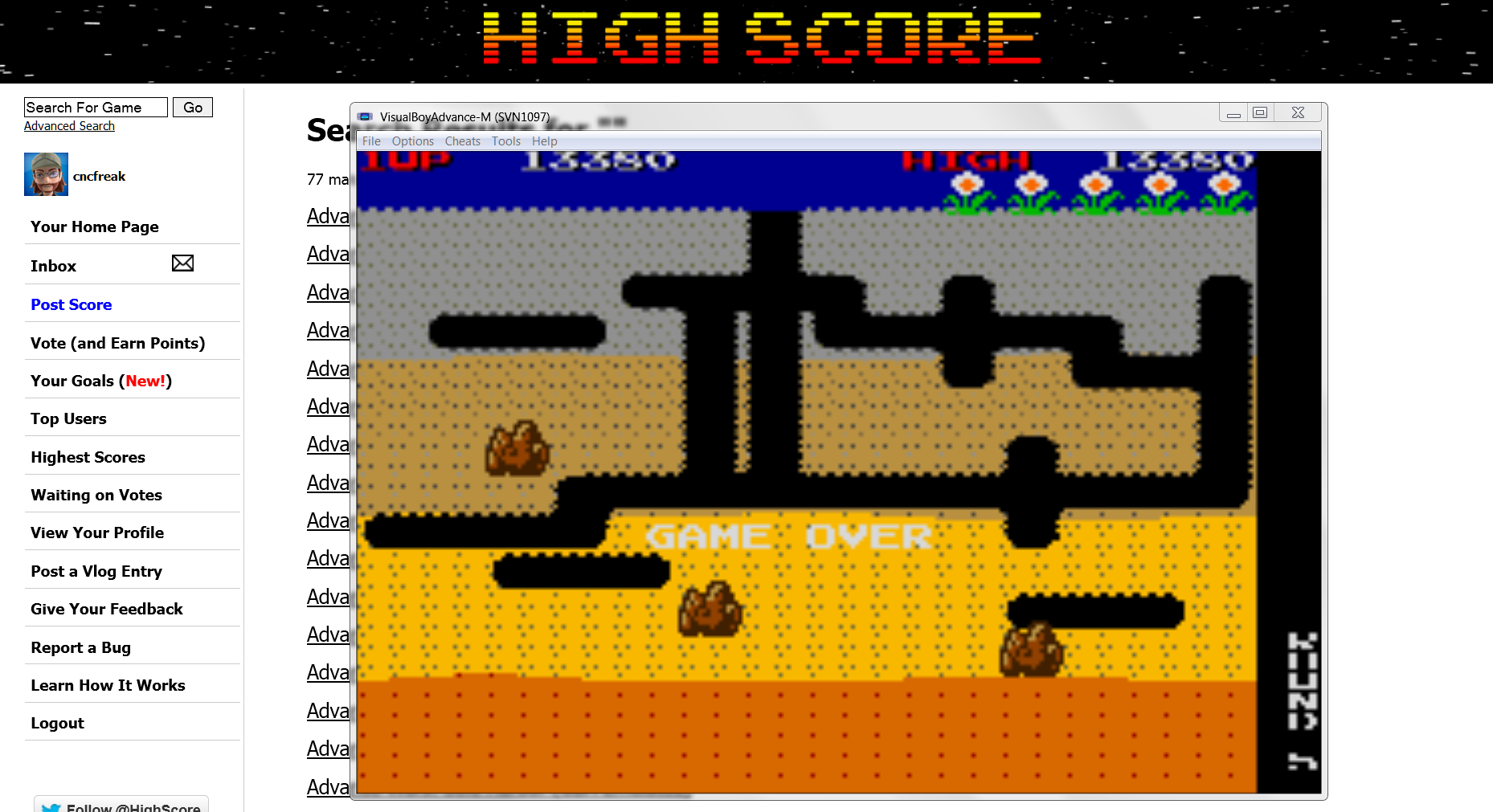 cncfreak: Namco Museum 50th Anniversary: Dig Dug (GBA Emulated) 13,380 points on 2014-03-04 21:38:47