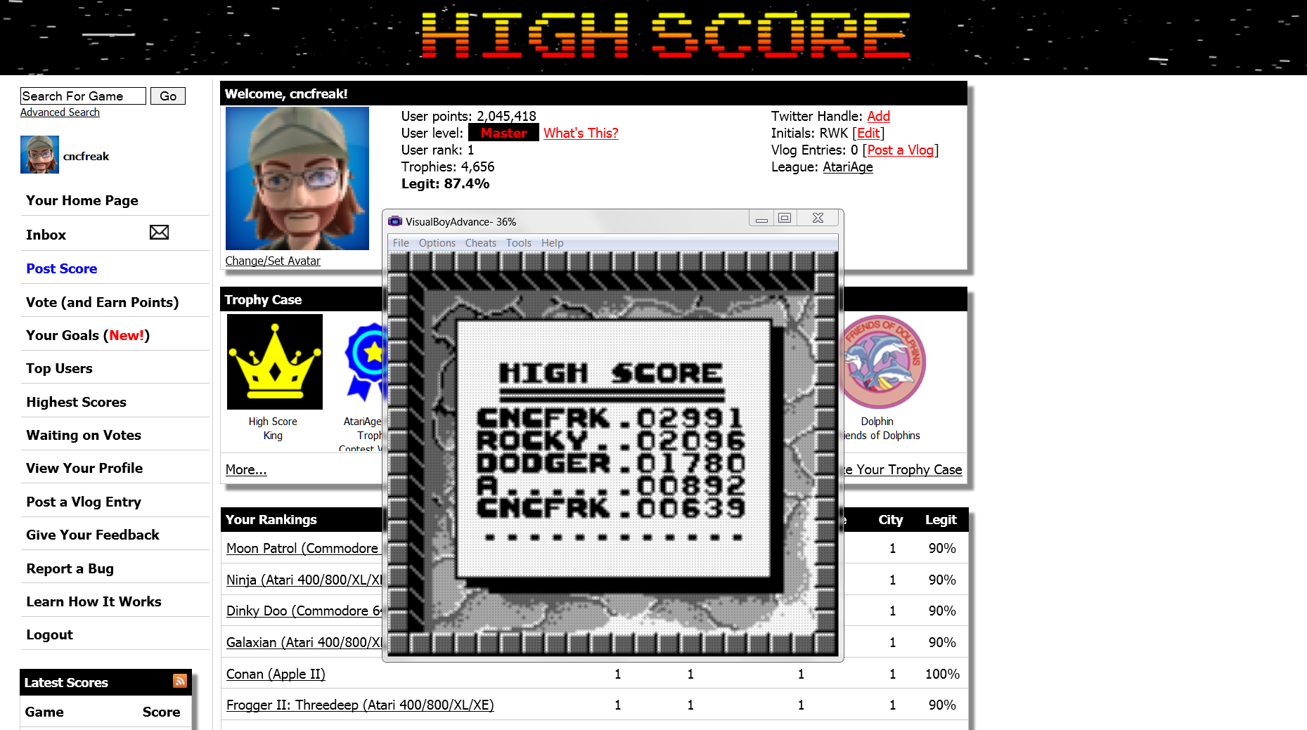cncfreak: Boulder Dash (Game Boy Emulated) 2,991 points on 2014-03-05 20:55:04