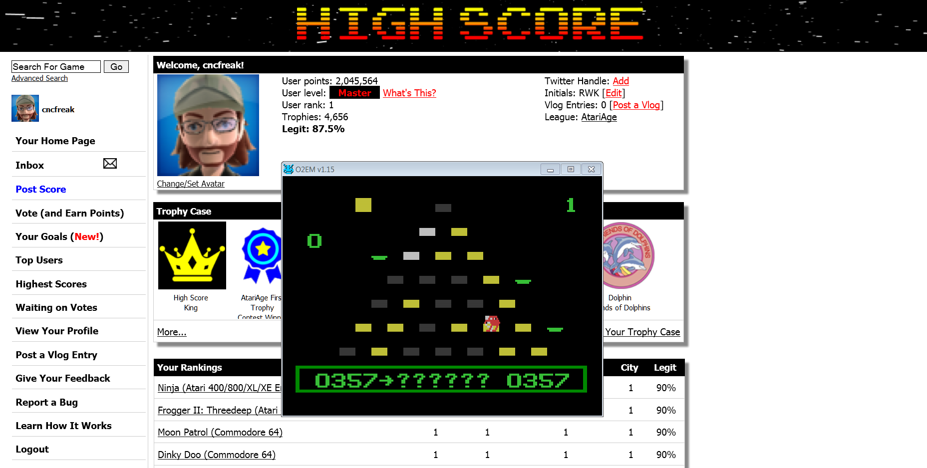 cncfreak: Q*bert (Odyssey 2 / Videopac Emulated) 357 points on 2014-03-06 20:36:52