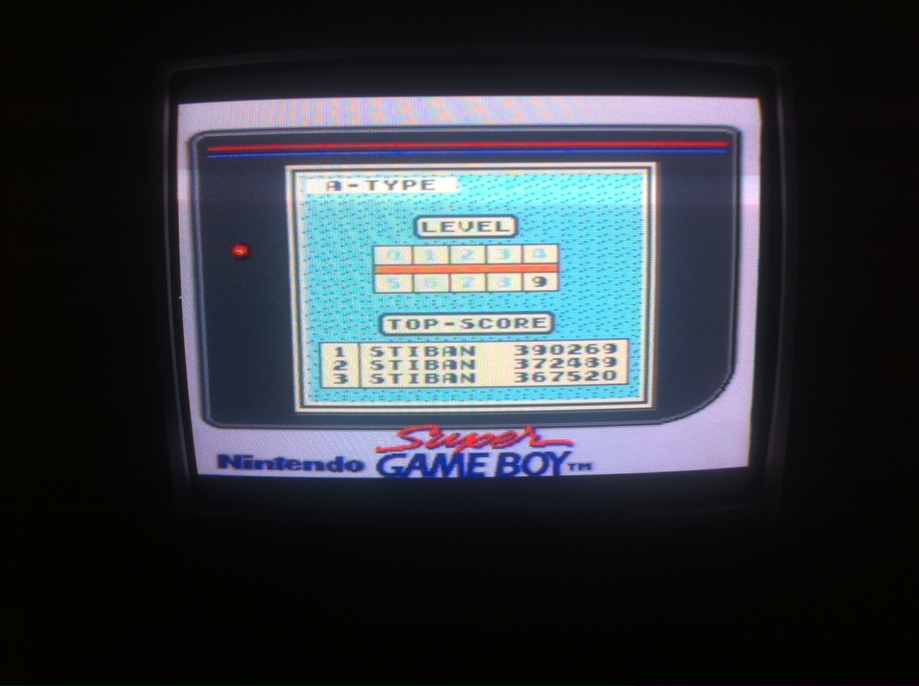 Stiban79: Tetris [Points] (Game Boy) 390,269 points on 2014-03-19 13:17:01