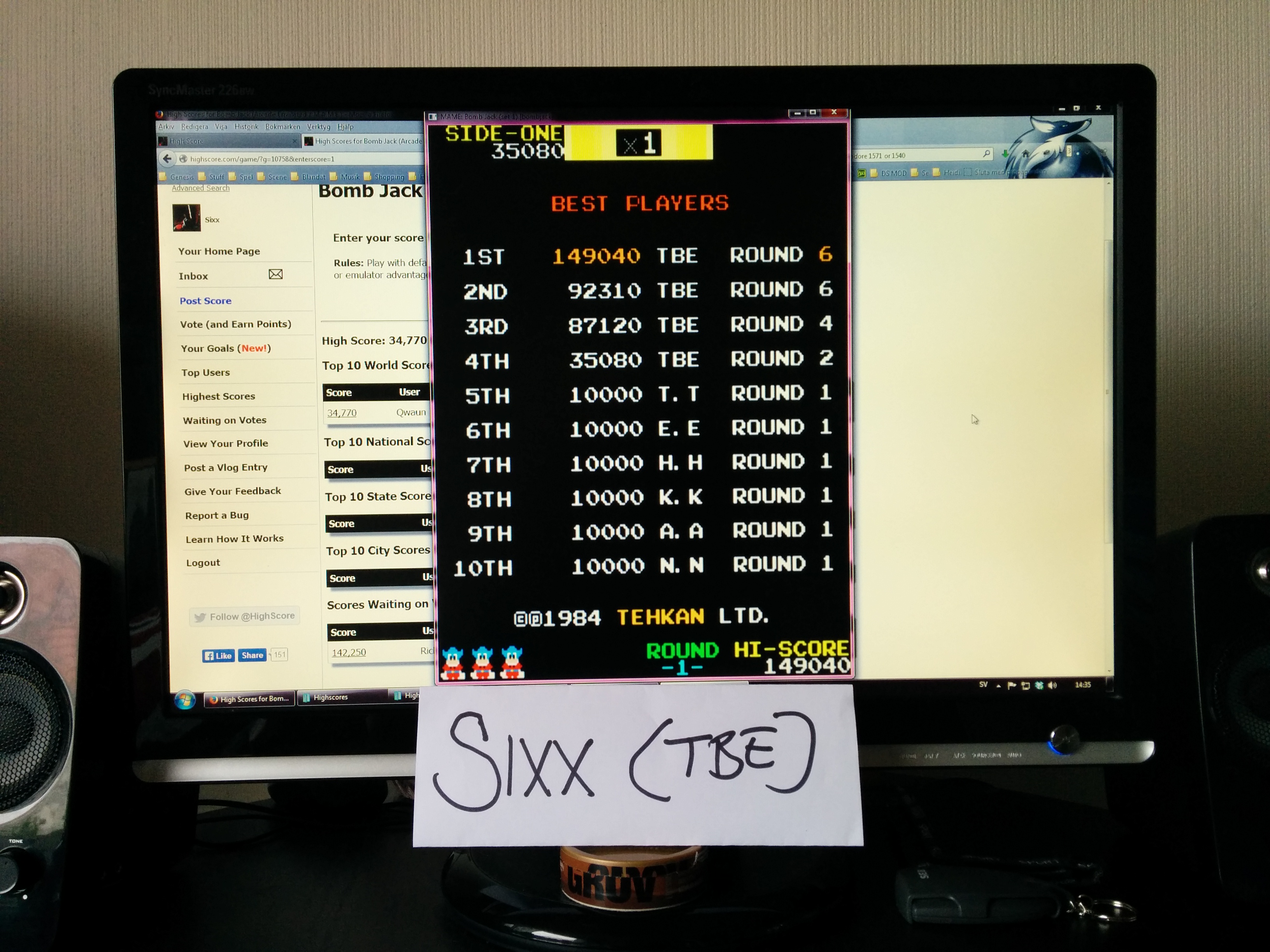 Sixx: Bomb Jack (Arcade Emulated / M.A.M.E.) 149,040 points on 2014-03-19 17:06:17
