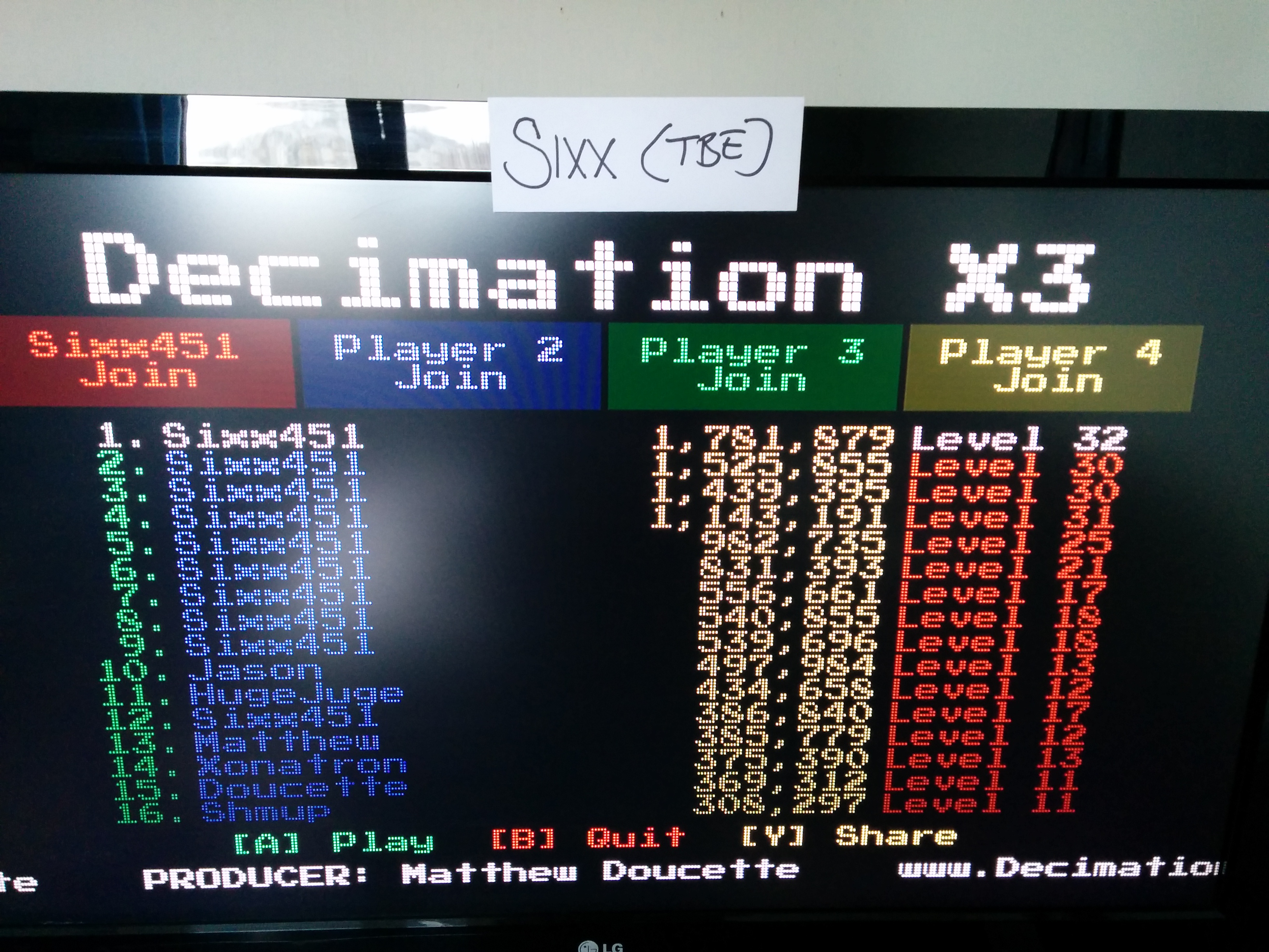 Sixx: Decimation X3 (Xbox 360) 1,781,879 points on 2014-03-20 07:06:31