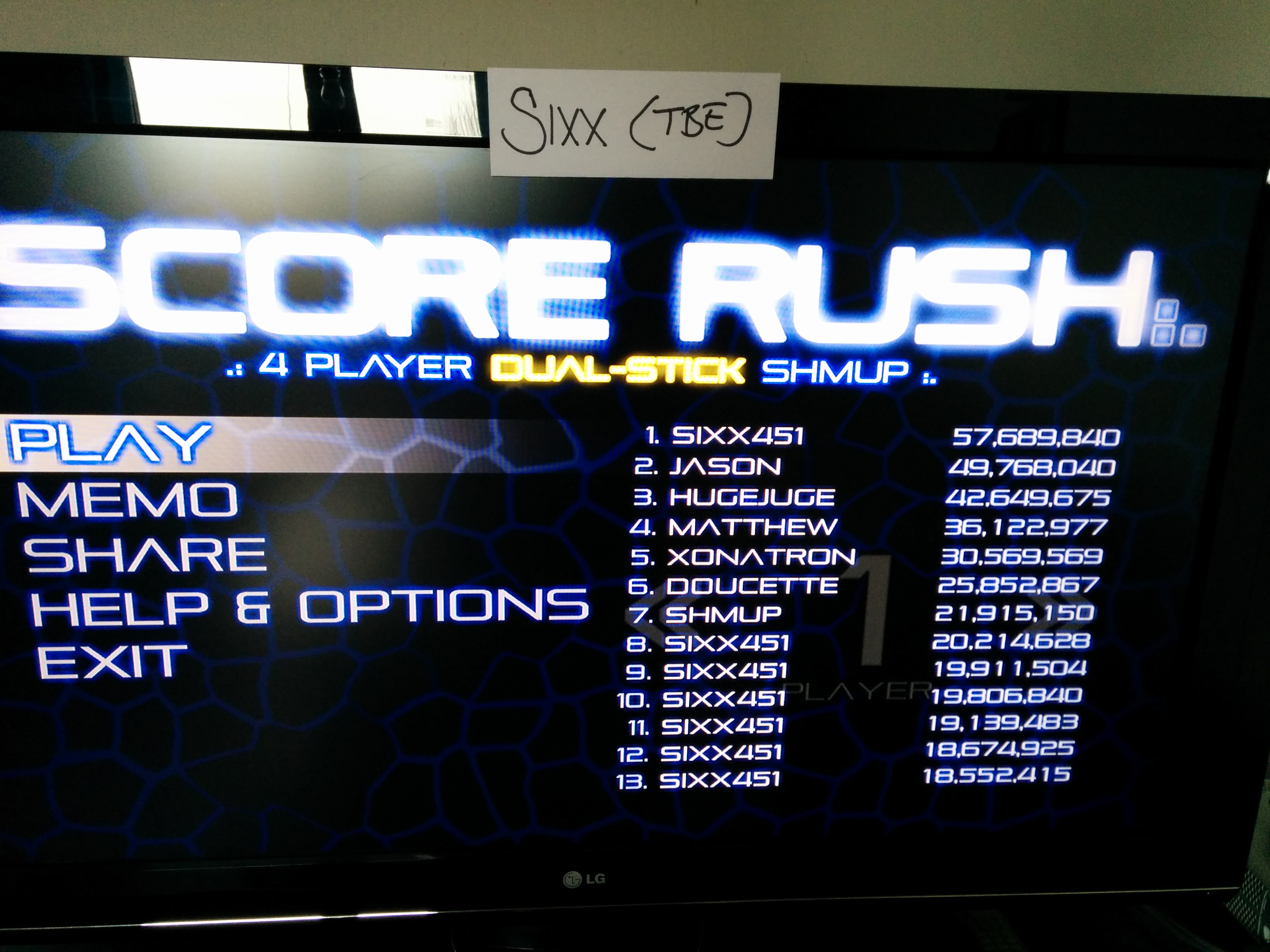 Sixx: Score Rush (Xbox 360) 57,689,840 points on 2014-03-20 07:09:15