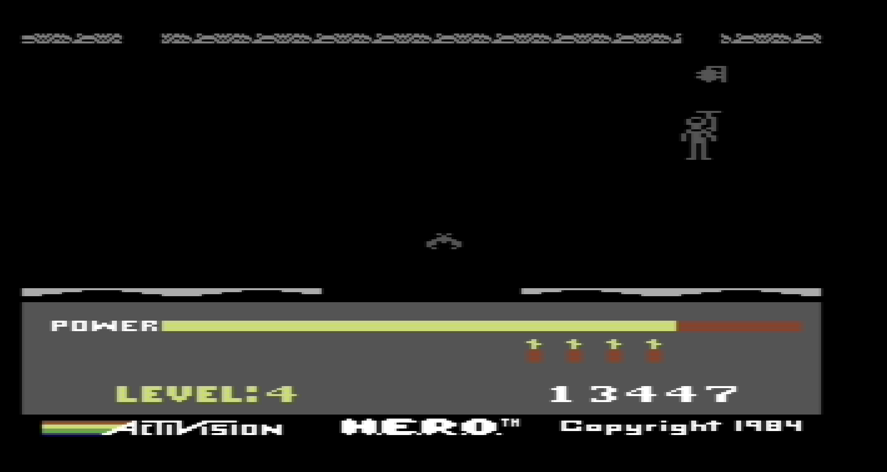 cncfreak: H.E.R.O. Game 1 (Commodore 64 Emulated) 13,447 points on 2013-09-23 23:40:58