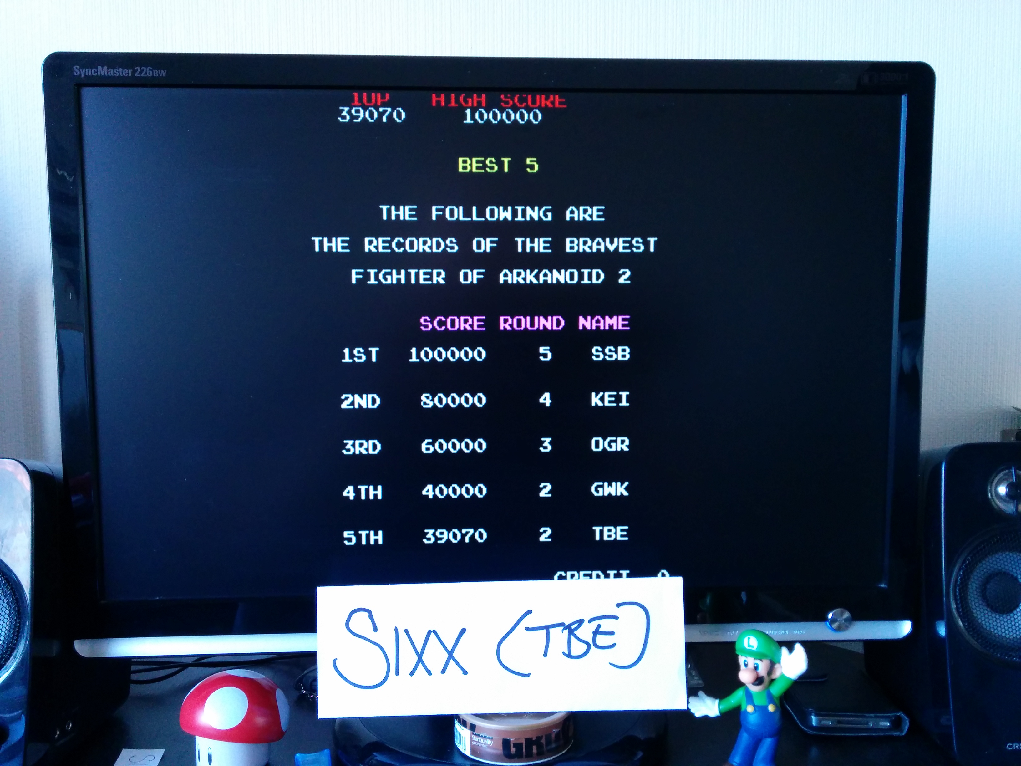 Sixx: Arkanoid: Revenge of Doh (Arcade Emulated / M.A.M.E.) 39,070 points on 2014-04-13 12:20:42
