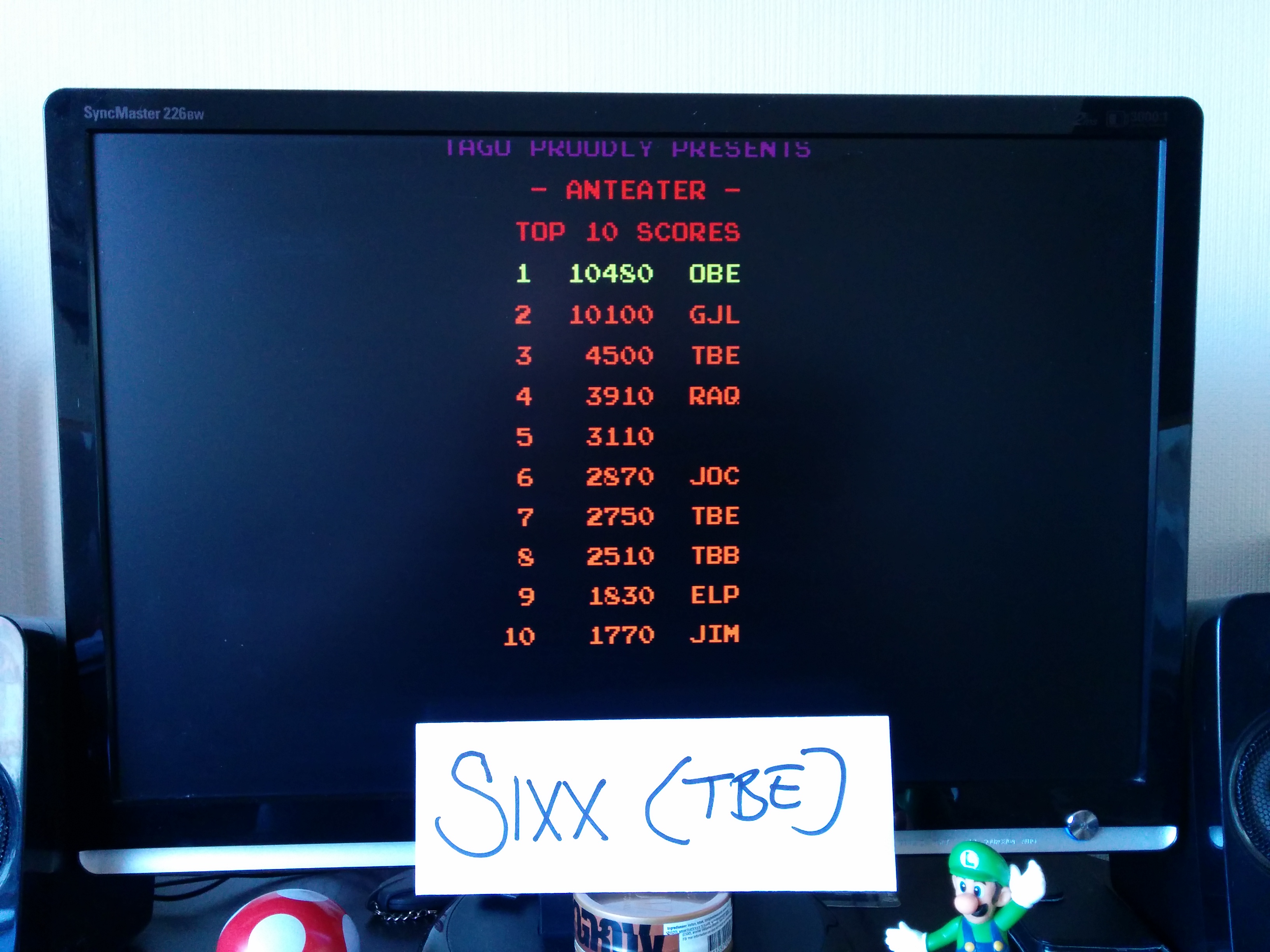Sixx: Anteater (Arcade Emulated / M.A.M.E.) 4,500 points on 2014-04-13 12:25:04