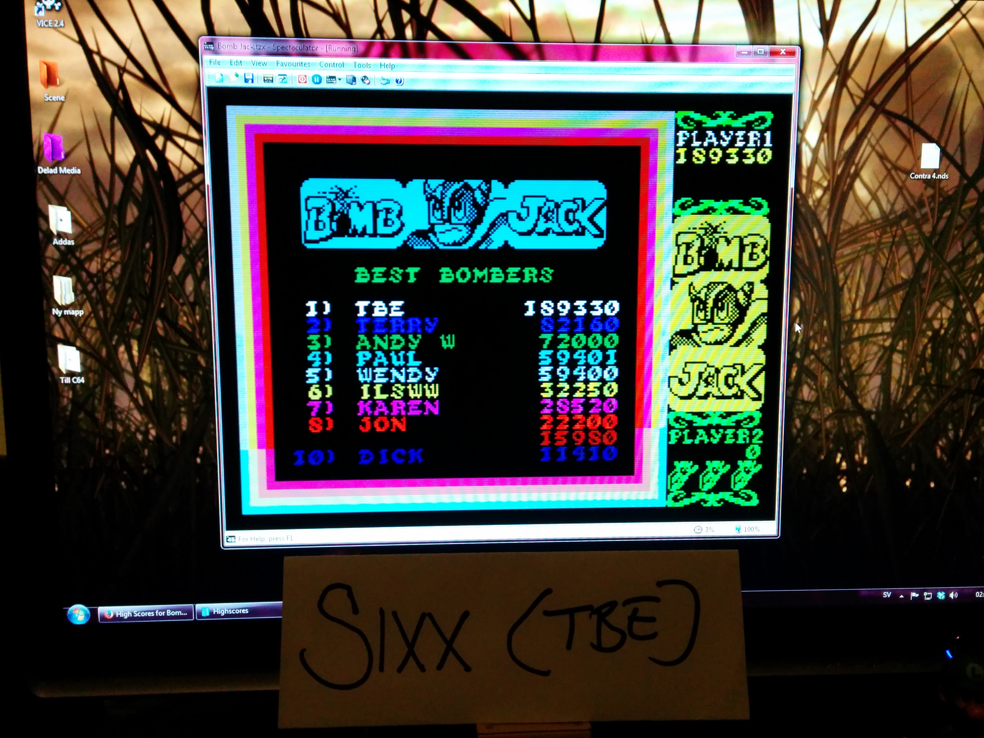 Sixx: Bomb Jack (ZX Spectrum Emulated) 189,330 points on 2014-04-15 18:56:08