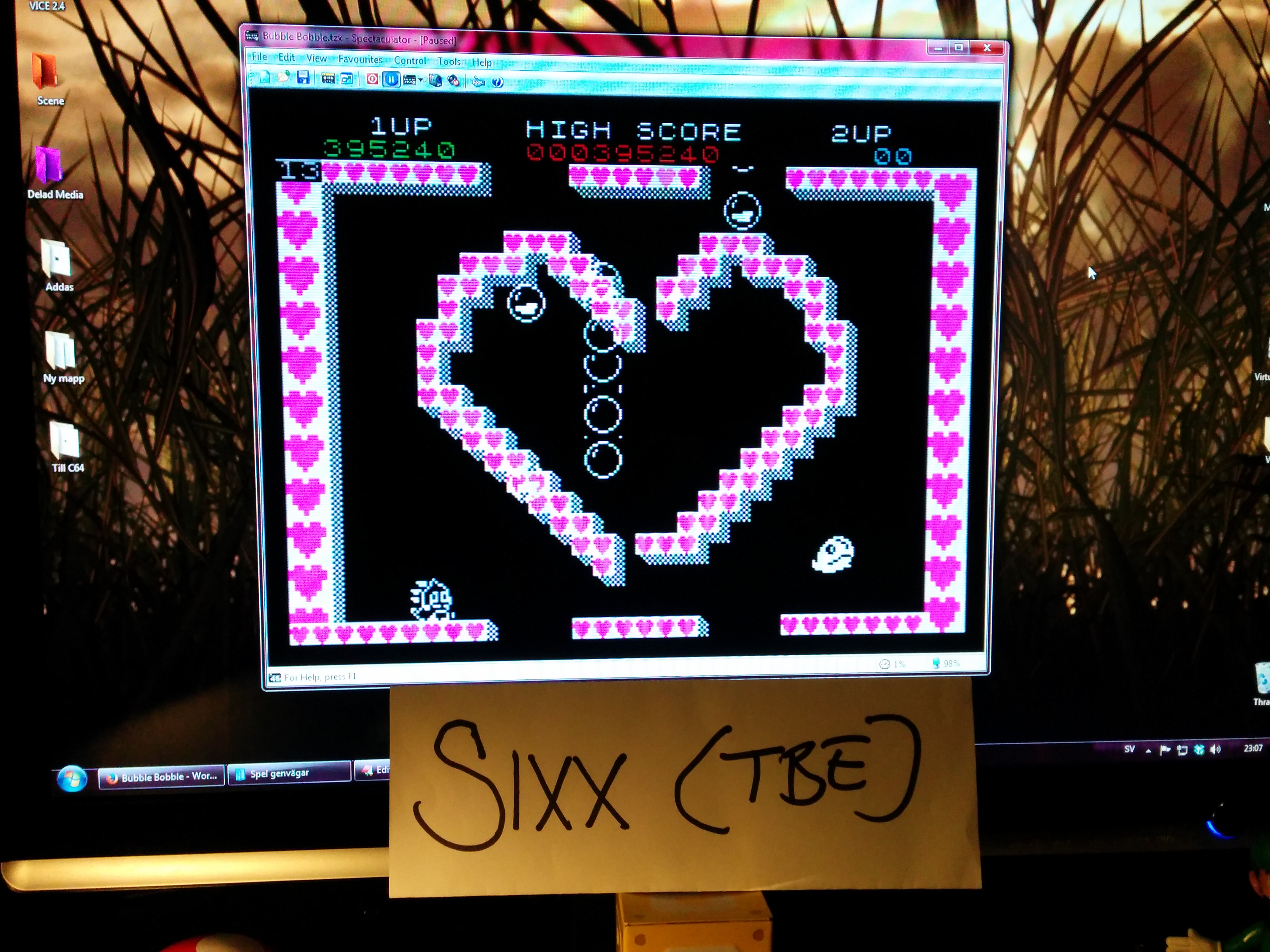 Sixx: Bubble Bobble (ZX Spectrum Emulated) 395,240 points on 2014-04-16 15:11:23