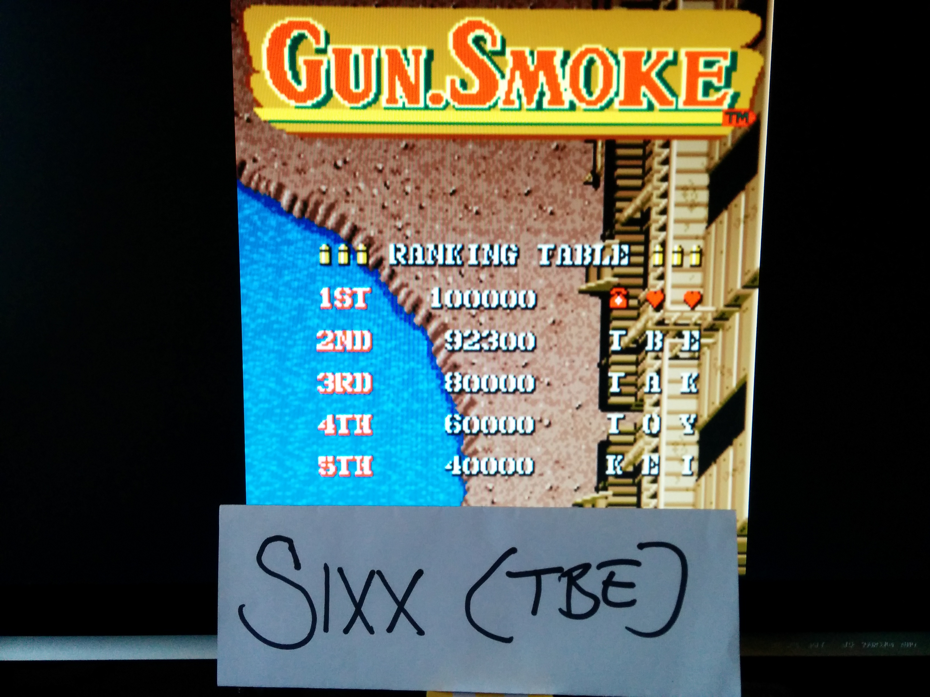 Sixx: Gun.Smoke (Arcade Emulated / M.A.M.E.) 92,300 points on 2014-04-17 10:46:09
