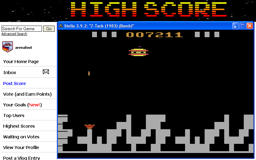 arenafoot: Z-Tack (Atari 2600 Emulated) 7,211 points on 2014-04-17 19:11:51