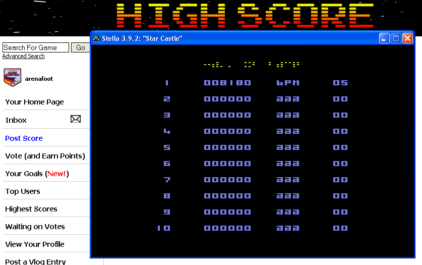 arenafoot: Star Castle (Atari 2600 Emulated) 8,180 points on 2014-04-17 20:00:20