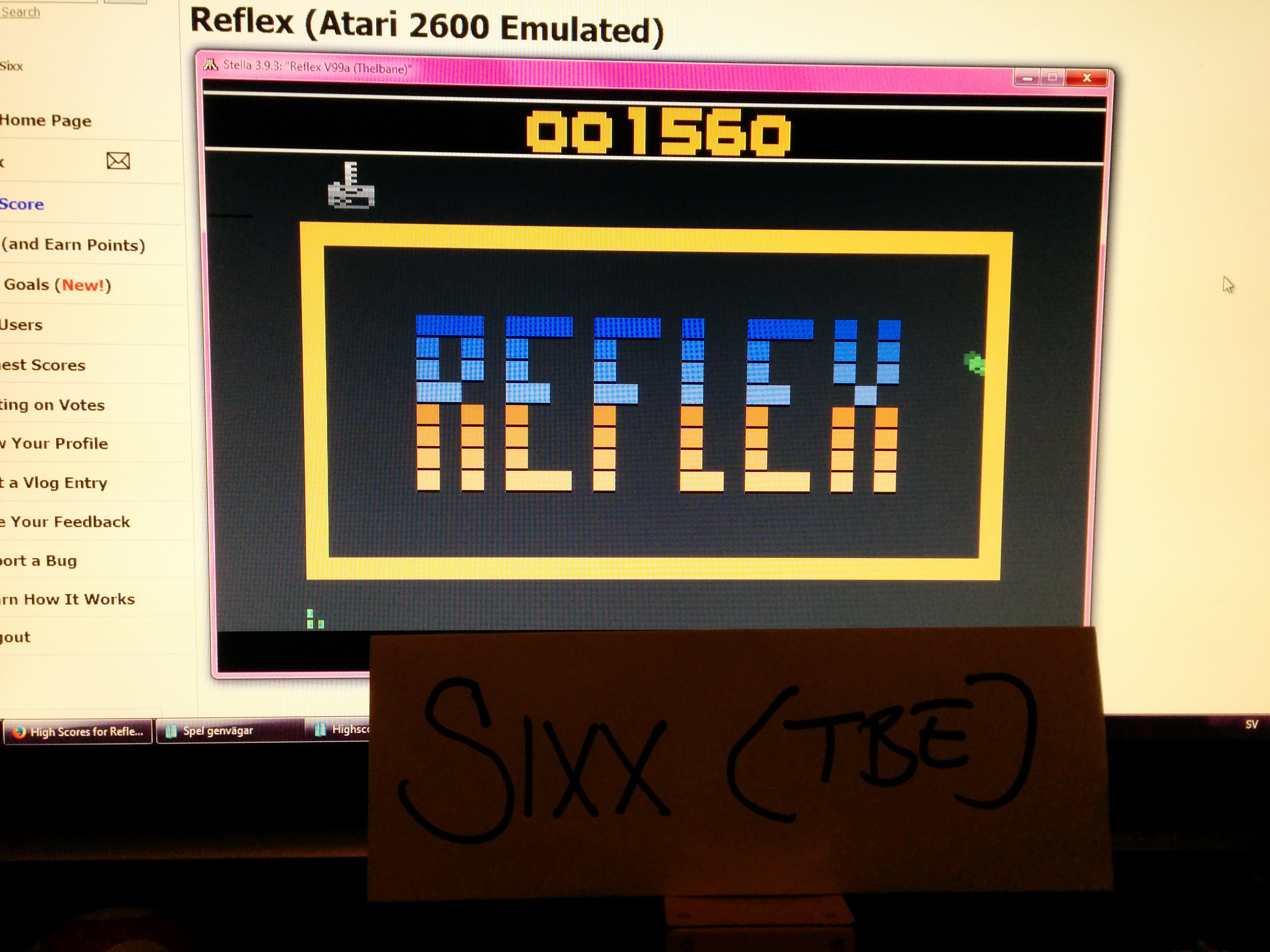 Sixx: Reflex (Atari 2600 Emulated) 1,560 points on 2014-04-18 15:17:10